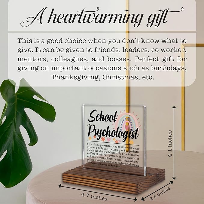 School Psychologist Gifts, Thank You Desk Sign for Student Support Staff, Inspirational Plaque for Counseling Office or Education Professionals PA051