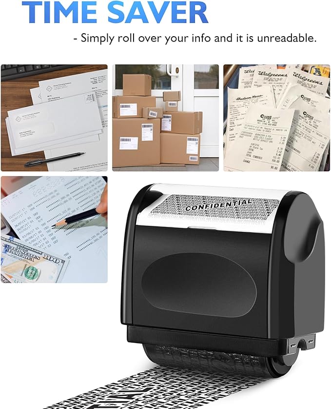 Identity Theft Protection Roller Stamp - Confidential Roller Stamp for Identity Protection & Security Stamp- Blocks Out Privacy Information, Guard Your Address & ID (2 Pack)