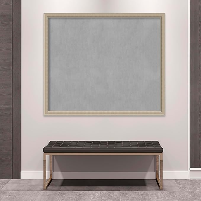 Amanti Art Silver Framed Magnetic Board 44x52 Oversize Vision Board for use with Magnets, 100% Metal Sheet to Display Items as Office Decor or for Home Organization in mudroom, Kitchen or Kids Room