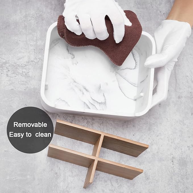 SZYRL Desk Organizer, Marble Remote Holder for Table, Modern Office Controller Pen Phone Holder Organizer, Stylish Caddy and Storage Accessories for Bedside Nightstand Desktop Coffee Table