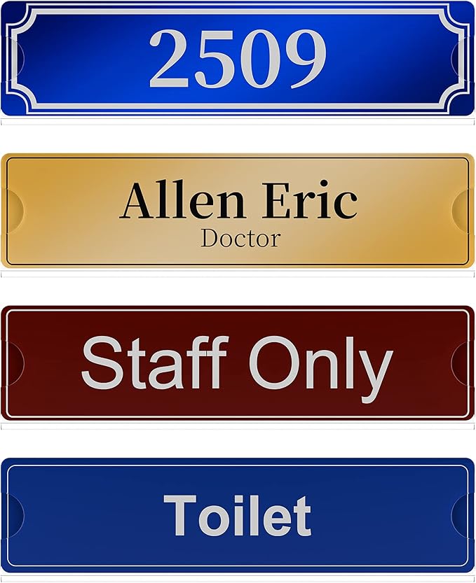 Richboom Acrylic Wall Name Plate Holder, 2x8 Inch, 30 Pack Clear Acrylic Sign Holder Frame with Adhesive Tapes, Door Plates for Home, Office, Classroom