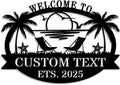 Custom Metal Coastal Beach House Welcome Sign, Personalized Patio and Pool Sign, Ocean Room Wall Art, Outdoor Coastal Decor