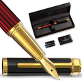 Ellington Pens Luxury Fountain Pen Set - Smooth Medium Nib - Includes 3 Ink Cartridges, Refillable Ink Converter, Gift Box-Fountain Pens For Writing, Calligraphy, Journaling, Sketching (Crimson Blend)