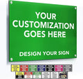 Custom Metal Business Signs, Personalized Aluminum Signs - Waterproof Outdoor, White (Green Background, 7x7 In)
