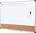 Amazon Basics 24" x 36" Monthly Whiteboard Calendar with Cork Board, Wall Mounted, Easy to Install, Silver Aluminum Frame