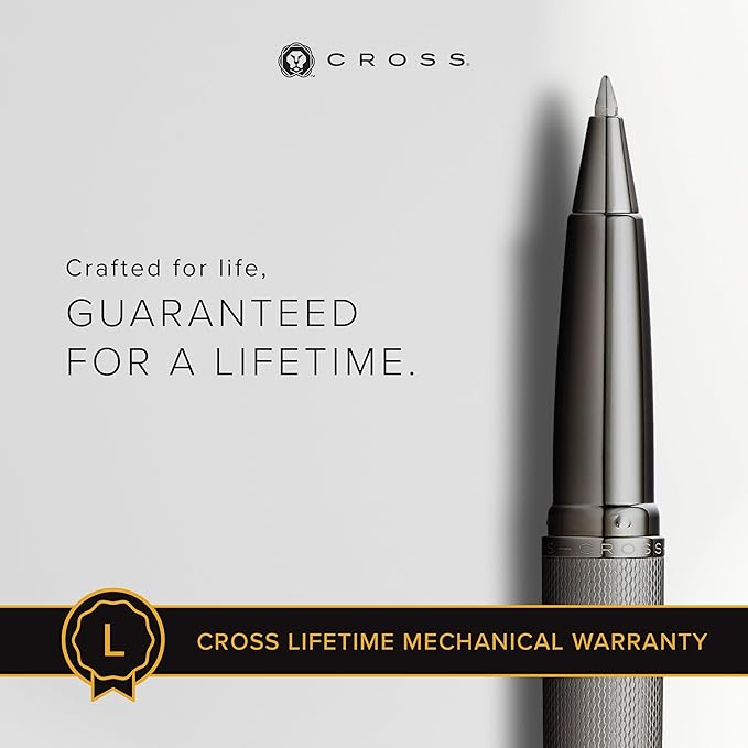 Cross ATX Refillable Rollerball Pen Presented in a Luxury Gift Box - Medium Point, Black Ink, Sandblasted Titanium Gray
