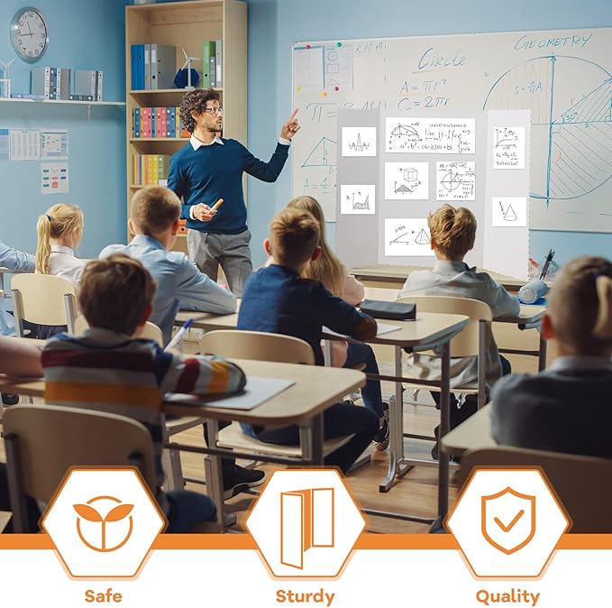 Henoyso 4 Pcs 36 x 48 Inch White Trifold Poster Board Large Tri Fold Presentation White Display Board Foldable Paperboard for Science Fair School Business Project Exhibition