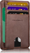 TOURSUIT Travel Minimalist Slim Front Pocket Wallet for Men Women, RFID Blocking Credit Card Holder Case (Coffee)