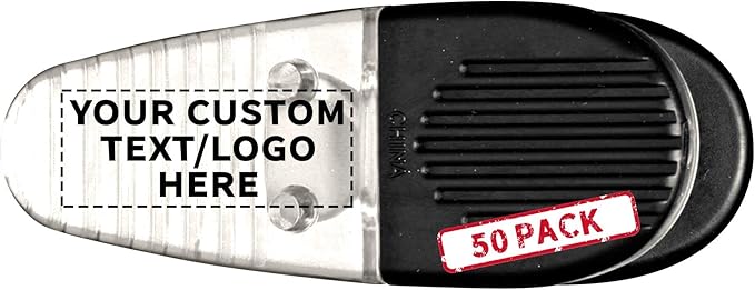 50 Magnetic Memo Holders Set - Customizable Text, Logo - Large Clip, Plastic - Clear