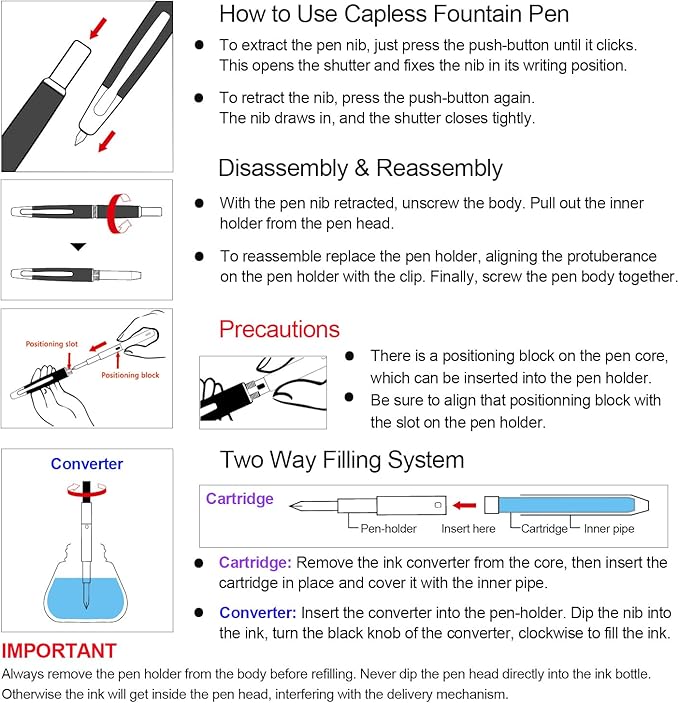 JINHAO 20 Press Fountain Pen, Retractable Capless Resin Pen with Ink Converter (F Nib 0.5mm, Lemon Yellow)