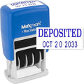 MaxMark Self-Inking Rubber Date Office Stamp with DEPOSITED Phrase & Date - Blue Ink (Max Dater II), 12-Year Band