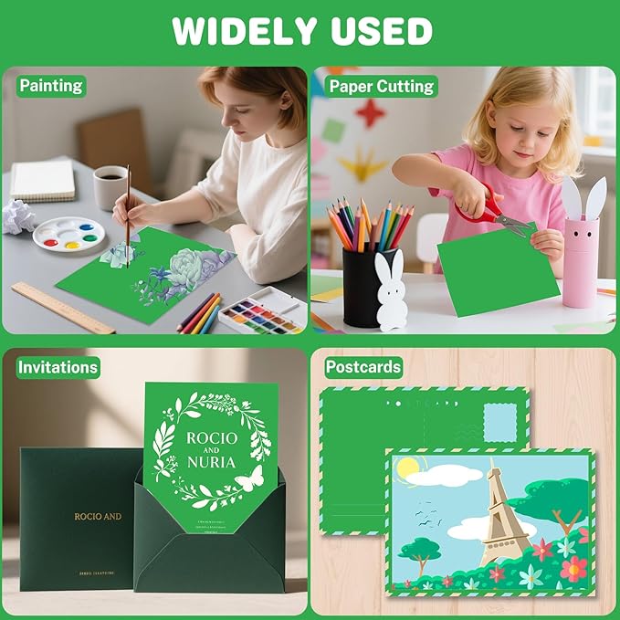 Cardstock 8.5 X 11, 40 Sheets,Christmas Green Card Stock, 65lb/ 180gsm,Dark Green Copy and Printer Paper For Art, Drawing, Invitations, DIY Cards, Craft, Construction, School & Office Supplies