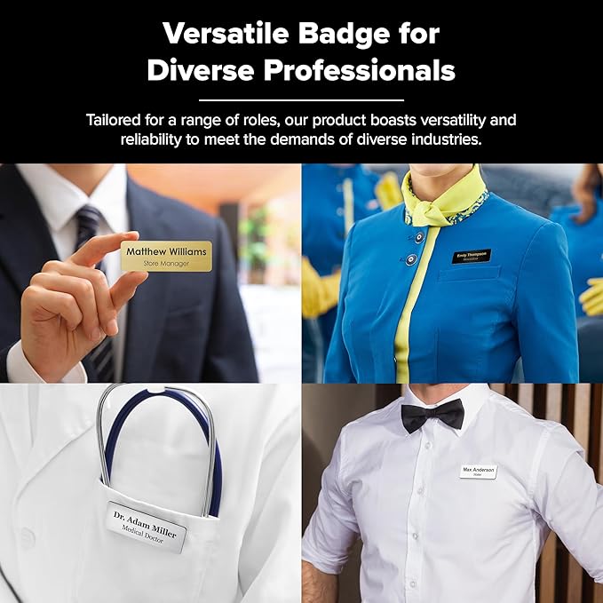Custom Engraved Name Tags, Magnetic White and Blue Name Tags, Personalized Name Tags, 1x3 Inches, Durable Engravable Impact Material, Made in The USA by My Sign Center