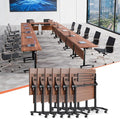 Conference Table,55.1''Folding Conference Room Table for 4-12 People,Mobile Flip Top MeetingTraining Table with Different Coulor and Styles for Offices, Classrooms,Meeting Room (6, 61''D)
