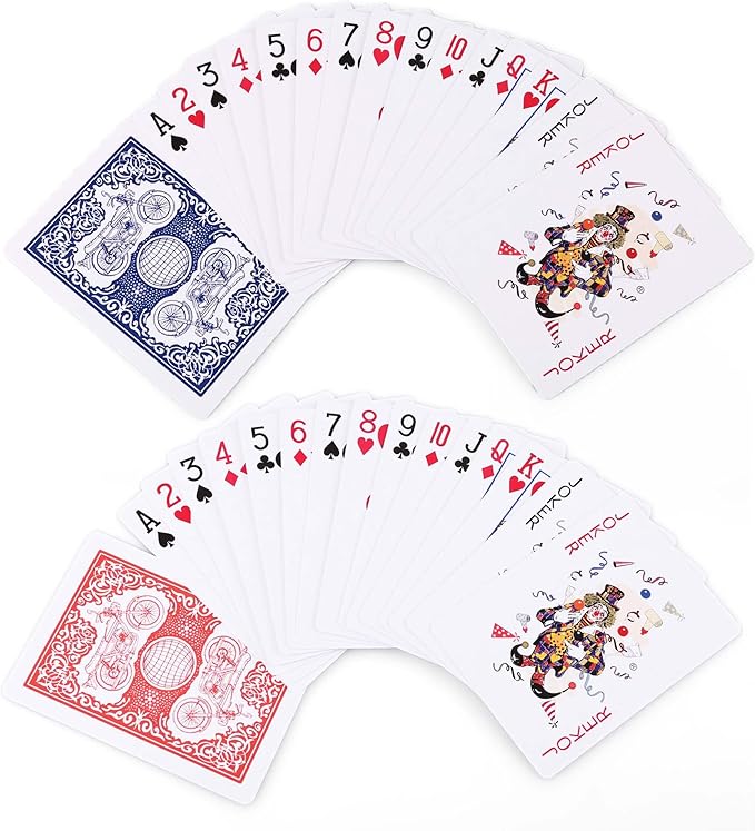 LotFancy Playing Cards, 24 Decks of Cards Bulk, Poker Size Standard Index, 12 Blue and 12 Red, for Blackjack, Euchre, Canasta Card Game, Casino Grade Poker Cards