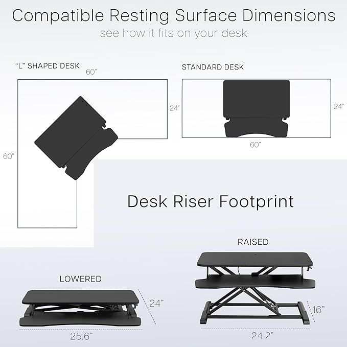 VIVO 26 inch Desk Converter, K Series, Height Adjustable Sit to Stand Riser, Dual Monitor and Laptop Workstation with Keyboard Tray, Gray Top, Black Frame, DESK-V026KG