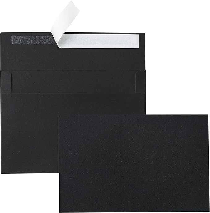 Silunkia Black Blank Greeting Cards and Envelopes 4 x 6 Heavyweight Flat Cardstock and A4 Envelopes Printable Self Seal 20 Packs for DIY Wedding Invitations, Birthday, Thank You Cards