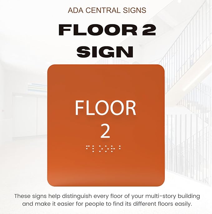 Modern Olive ADA Floor 2 Sign with Braille – Made from Durable Acrylic and Ready to Mount