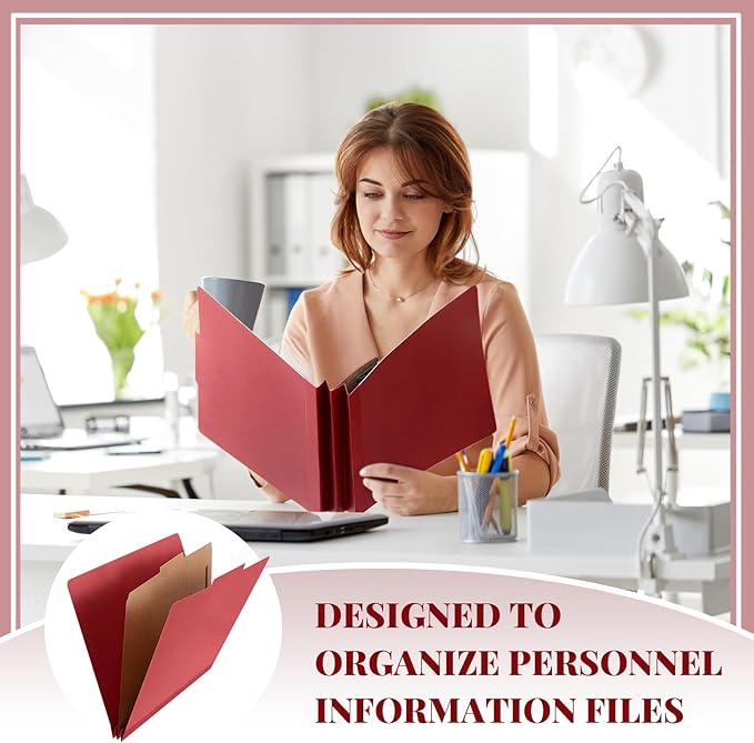 Skyygemm 72 Pcs Classification Folders Letter Size, 1 Divider Pressboard File Folder with Fasteners, Expanding File Organizer Bulk for School Teachers, Office Employee, Coworker, Staff (Red)