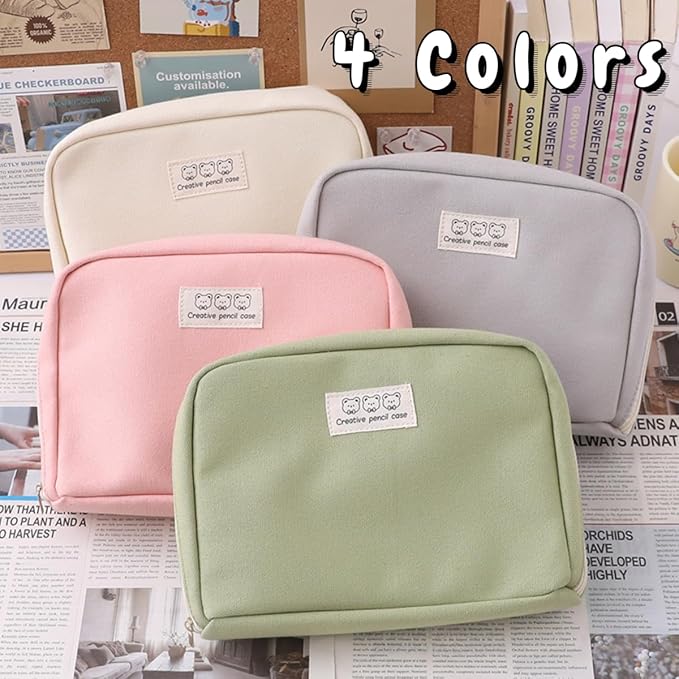 Fcteap Pencil Case Pouch Box Cute Kawaii Large Capacity Aesthetic Zipper Pen Holder Organizer Bag for Office Workspace Supplies Desk Accessories Travel (Light Pink)