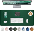 Leather Desk Pad Protector,Desk Mat,Large Mouse Pad, Non-Slip Desk Pad, Waterproof PU Leather Desk Blotter Mat, Desk Cover for Office and Home (Green, 36" x 17")