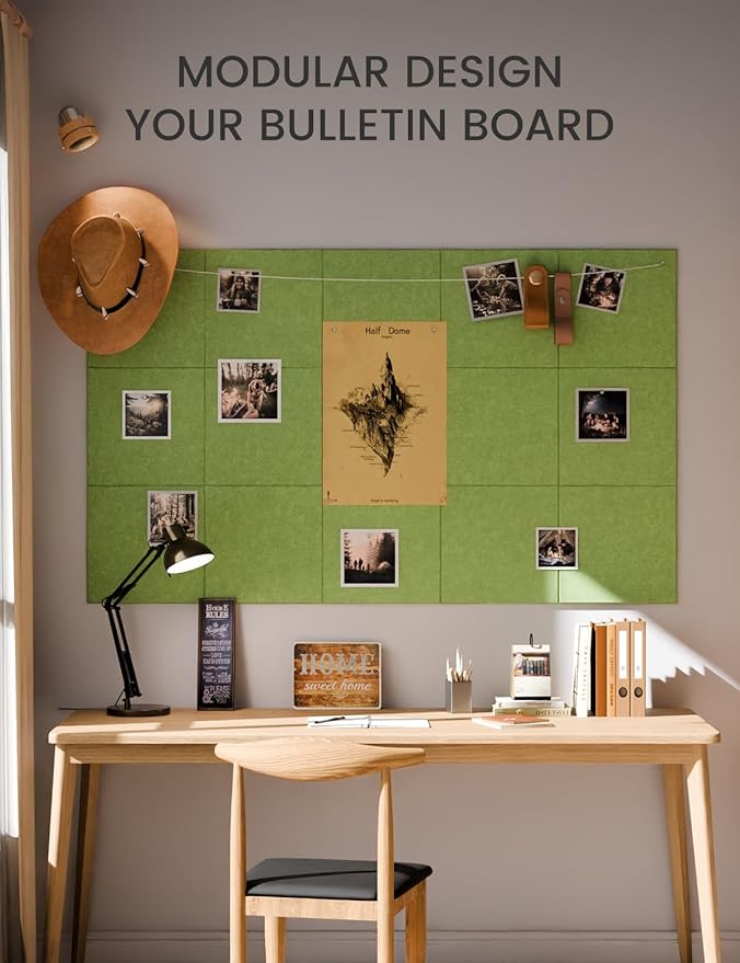 Fluxynara Large Felt Bulletin Board 36" x 24"Cork Board Alternative - 6 Pack with 40 Safe Removable Adhesive Tabs, Cork Boards for Walls Cork Board for Home Office Classroom Pin Board -Kelly Green