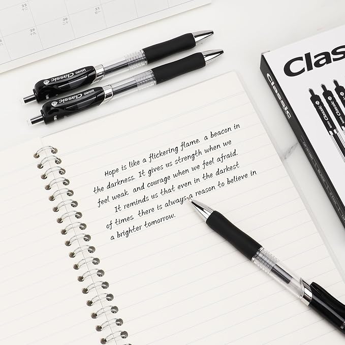 Lekreo Classic Retractable Gel Roller Pens, 0.7mm Fine Point (Black Ink - 60 Packs)
