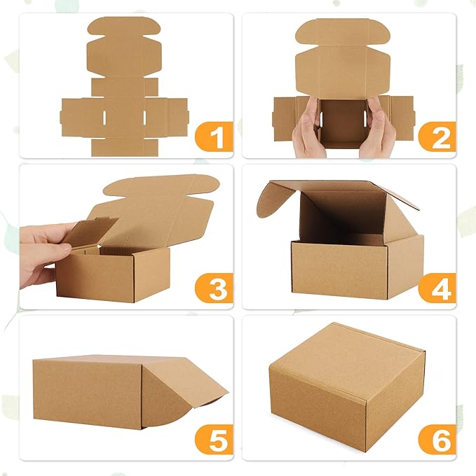 Eupako 6x4x3 Shipping Boxes Small Corrugated Cardboard Box - 25 Pack Brown Mailing Boxes for Packaging Small Business, Mailer Box