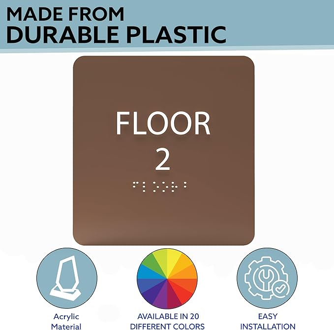 Modern Olive ADA Floor 2 Sign with Braille – Made from Durable Acrylic and Ready to Mount