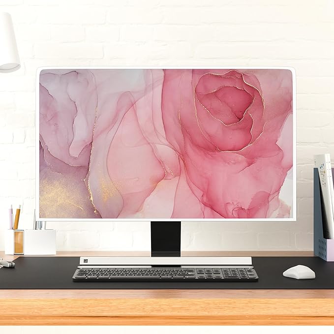 Baocicco Abstract Waterproof Television Cover with Pink Marble Design 37, 38, 39 Inch Full Body Covers for TV Screen Weatherproof Dust-Proof TV Screen Cover Sleeve Compatible with LED LCD OLED Desktop