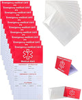 Emergency Contact Card for Wallet 10 Pack with 10 Sleeves, Red Thick Cardstock Medical Alert Allergy Cards for Wallet, Medication List Wallet Size Card for Phone, Handbags, Retirement Community