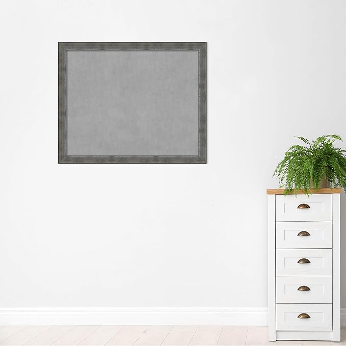 Amanti Art Silver Framed Magnetic Board 36x44 X-Large Vision Board for use with Magnets, 100% Metal Sheet to Display Items as Office Decor or for Home Organization in mudroom, Kitchen or Kids Room