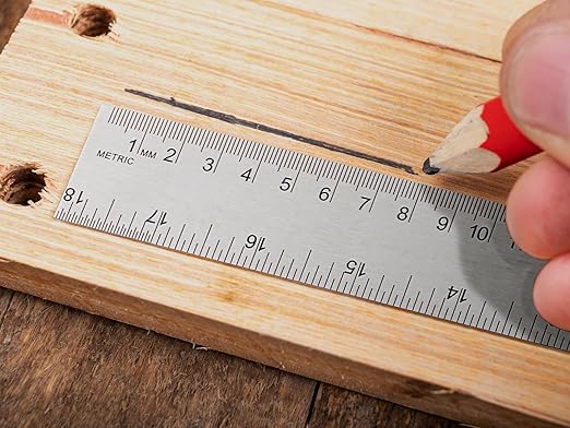 Metal Ruler with Cork Backing, 12 Inch Stainless Steel Rulers 12 Inch Metal Ruler 2 Pack- Imperial and Metric - Non-Slip Prevent Ink Leakage - for School Office Engineering Tools