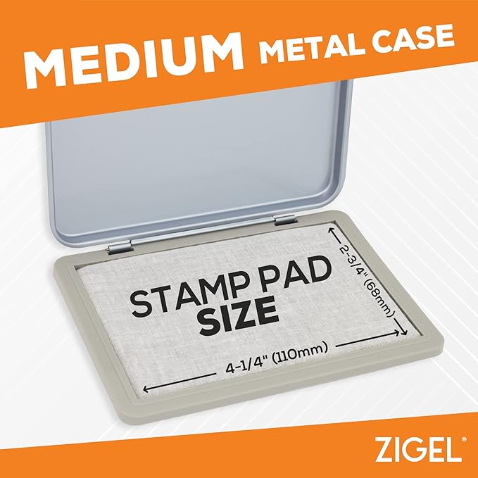2 Pack Metal Case Stamp Pad Medium Size, Olive Green Color - Size: 3" x 4" - Choose from 15 Ink Colors