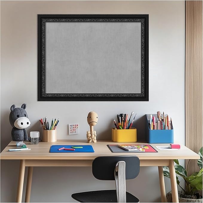Amanti Art Black Framed Magnetic Board 22x28 Medium Vision Board for use with Magnets, 100% Metal Sheet to Display Items as Office Decor or for Home Organization in mudroom, Kitchen or Kids Room