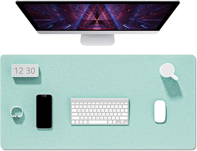Auhoahsil Felt Desk Mat, Minimalist Large Mouse Pad XXL 35.5 x 15.7 in, Desk Matt for Desktop, Keyboard, Laptop, Computer, Office, Work from Home, Gaming, Light Green