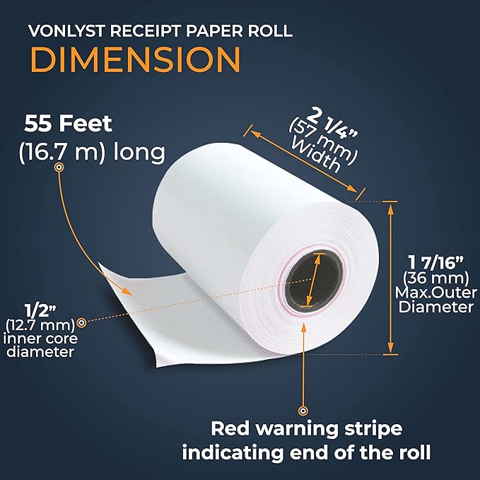 Vonlyst Receipt Paper Roll for Square Terminal Credit Card Machine (30 rolls)