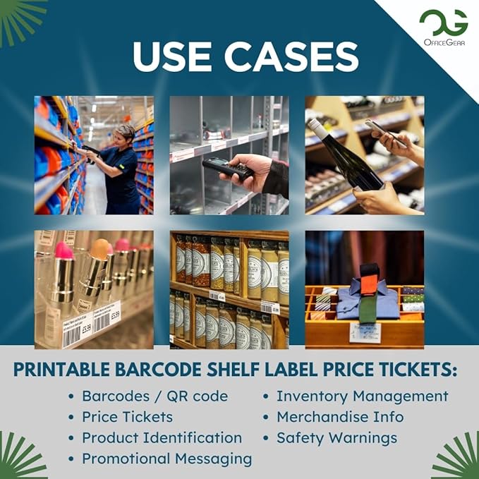 OfficeGear Yellow Shelf Edge Labels 21-up [525 Pack] 38x70mm Printable A4 Card Perforated Labels/Sheet for Retail Barcodes, Price Stickers, Point of Sale, Product Info, Shelf Promotions Incl Template
