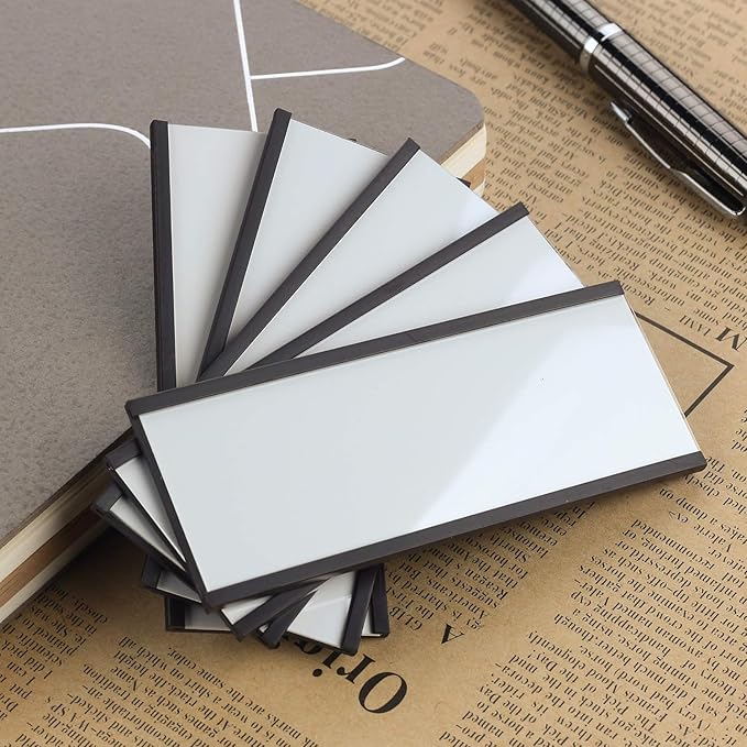 LLPT Magnetic Label Holder 2” x 1” 26 Packs C Channel 300g White Paper Cards Protective Film Strong Removable for Shelf White Board Toolbox Metal Wall Cabinet Drawer(MH21026)