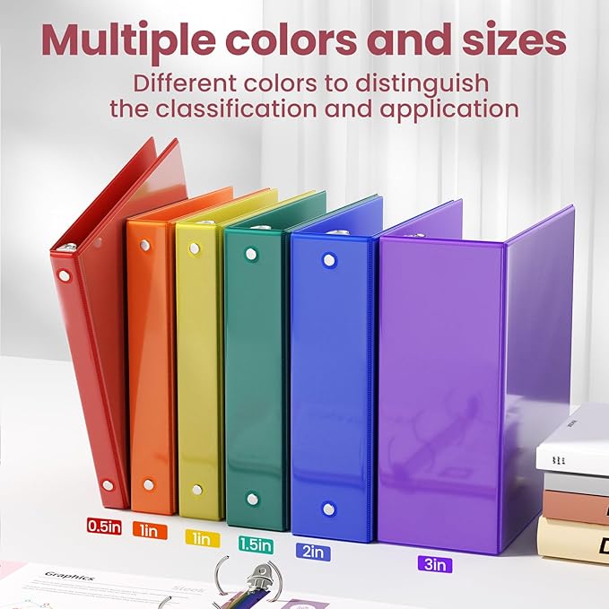 SUNEE 3 Ring Binder 3 Inch 1 Pack, Clear View Binder Three Ring PVC-Free (Fit 8.5x11 Inches) for School or Office Supplies, Orange