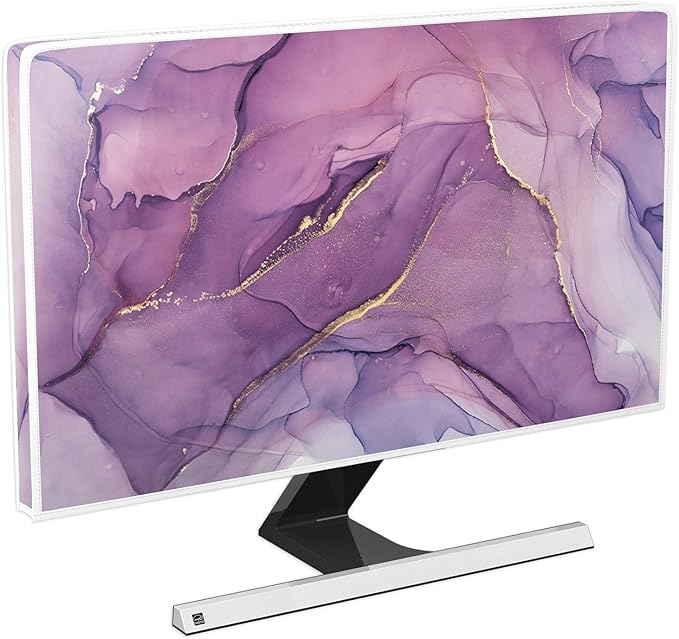 Baocicco Fashion Violet Marble Waterproof TV Dust Cover 75 Inch Anti-Static Dustproof Creative Design TV Screen Cover TV Screen Covers Sleeve Compatible with PC Desktop and TV LED LCD OLED