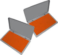 2 Pack Metal Case Stamp Pad Large Size, Orange Color - Size: 3" x 6" - Choose from 15 Ink Colors