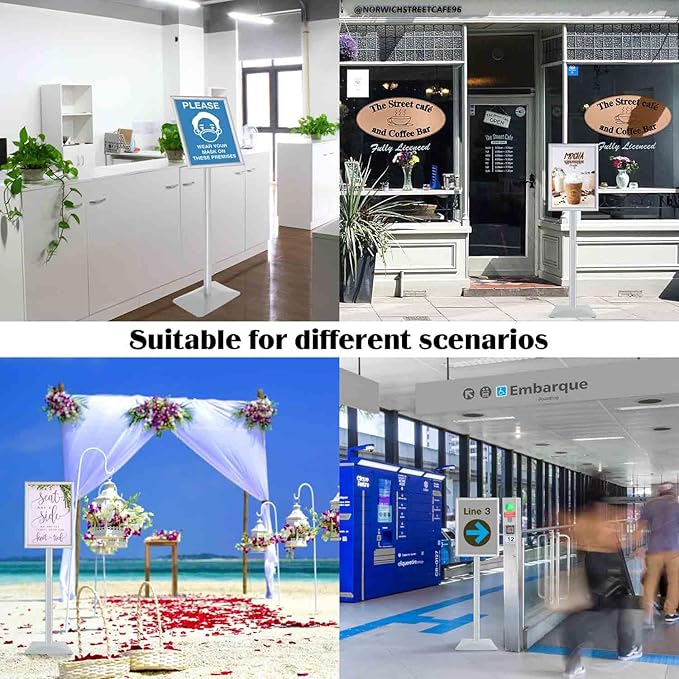 Golemas Sign Stand for Display, 11lbs Integrated Rod Heavy Duty Pedestal Floor Signage Stand Holder, for Outdoor or Indoor Advertising (11 x 17, Silver)