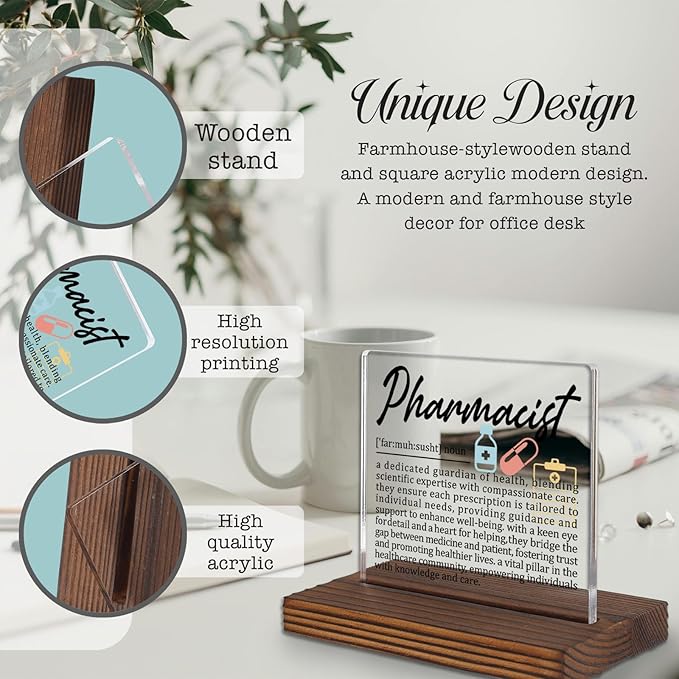 Pharmacist Gifts, Thank You Desk Sign for Pharmacy Professionals, Appreciation Plaque for Healthcare Staff, Recognition Office Decor for Pharmacist Week PA042