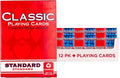Classic Playing Cards 12 Pack, Standard Index, Red and Blue Casino Quality Bulk Playing Card Decks, Bulk Playing Cards for Poker, Black Jack, Euchre, Card Games, and Family Game Night