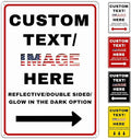 Custom Directional Arrow Sign Large, 22''x16'' Glow in the Dark/Reflective Option, Personalized Metal Address Plaque, Customize for Business Logo, Office, Home, Yard, Outdoor