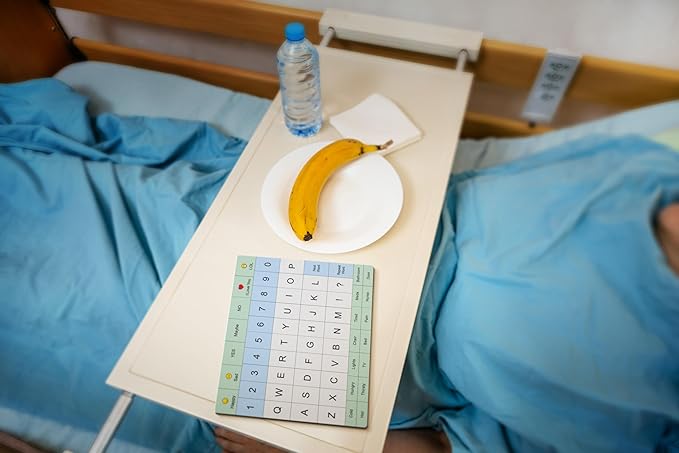 Adult Communication Board - Non-Slip, Portable Letter Chart for Non-Verbal, Stroke Recovery, Effective Visual Aids for Non-Speaking Patients, Pain Scale, QWERTY or ABC (QWERTY)