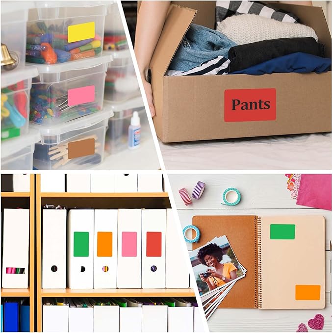 PATIKIL 1000Pcs Colored Coding Labels Stickers, 5x3 Inch Rectangle Inventory Stickers Self Adhesive Tags for Office Business Inventory Management Product Labeling Home Decor, Brown