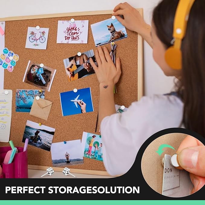 E BAVITE Magnetic Pushpins, 50 Sets Magnet Thumb Tacks for Whiteboard Wall Cork Board Bulletin Cute Decorative Push Pins Clip Magnetic Photo Poster Hanger