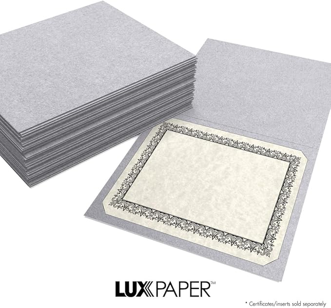 LUXPaper 9.5" x 12" Certificate Holders | Silver Metallic | 105lb. Cover | 250 Qty